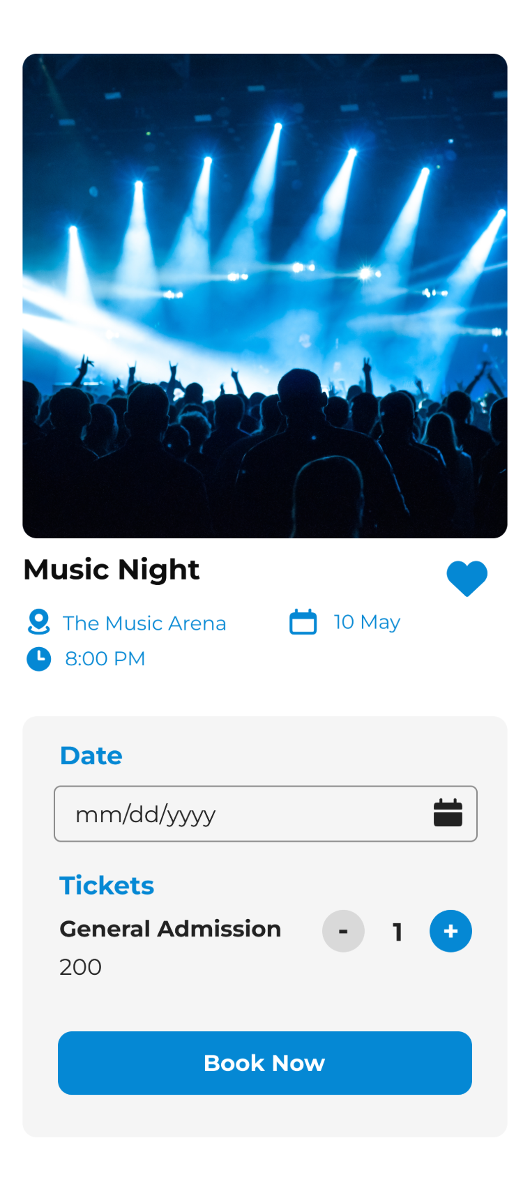Music Night booking page